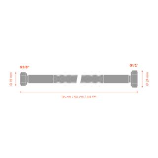 Nerezová flexi hadice k WC MERABELL Aqua G3/8” – G1/2” 35cm obr.4