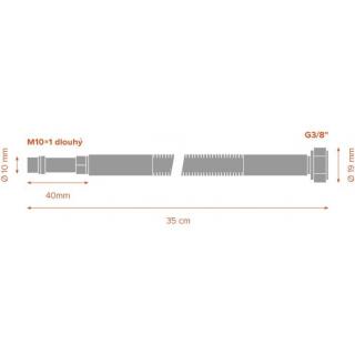 Nerezová hadice k baterii MERABELL Aqua  G3/8” – M10x1 L 35 cm - sada obr.2