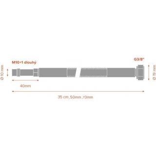 Nerezová hadice k baterii MERABELL Aqua  G3/8” – M10x1 L 50 cm - sada obr.2
