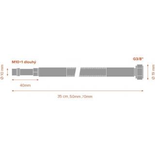 Nerezová hadice k baterii MERABELL Aqua  G3/8” – M10x1 L 70 cm - sada obr.2